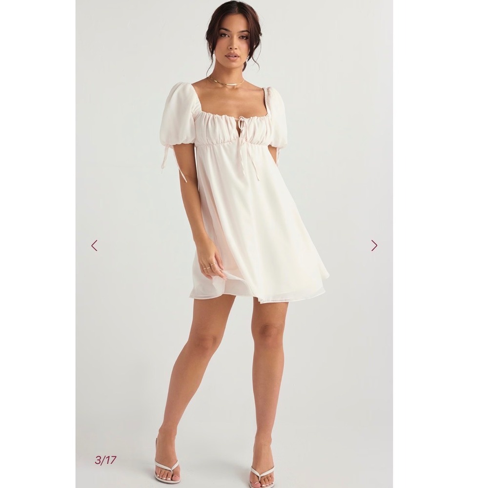 House of CB London Tallulah Ivory White Puff Sleeve Mini Dress Plus Cup Large
